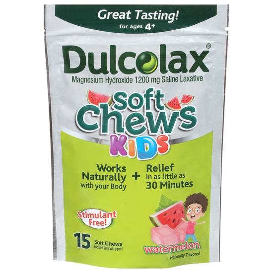 Dulcolax Soft Chews Kids 1200 mg Watermelon Saline Laxative (15 ct)