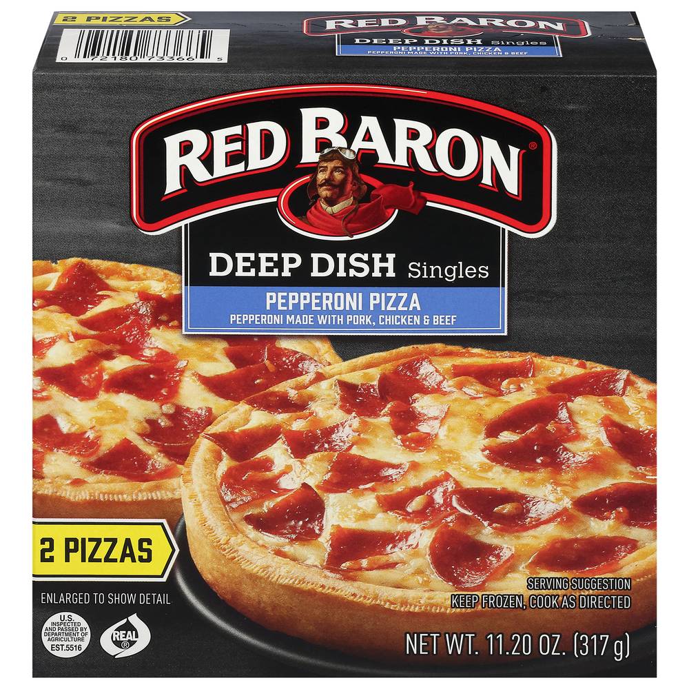 Red Baron Deep Dish Singles Pizza, Pepperoni (11.2 oz, 2 ct)