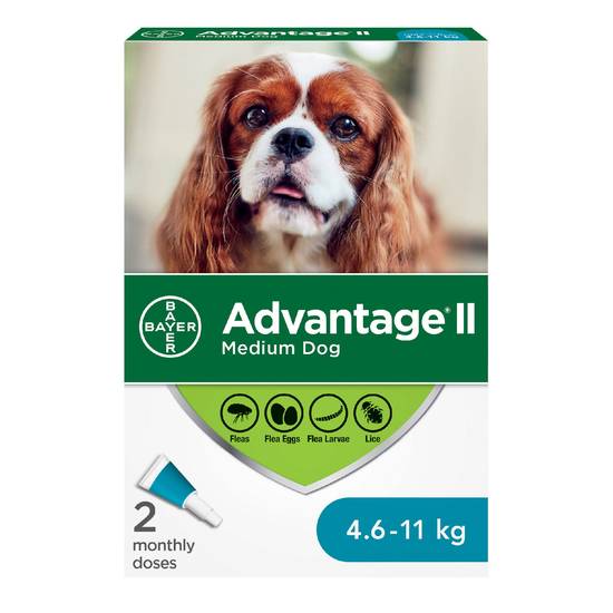 Advantage® II Medium Dog Once-A-Month Topical Flea Treatment - 4.6 to 11 kg (Size: 2 Count)