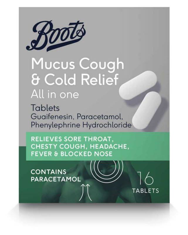 Boots Pharmaceuticals Mucus Cough & Cold Relief All in One Tablets (16 pack)