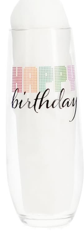 Cristar Happy Birthday Stemless Flute Glass 9.6 oz, Clear