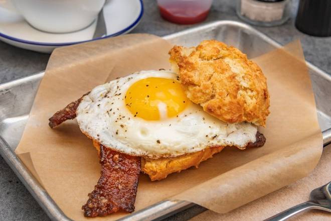 Miso-Praline Bacon & Egg Biscuit