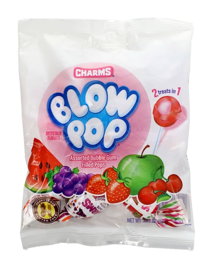 Charms Blow Pop Bubble Gum Filled Lollipops, Assorted (3.5 oz)