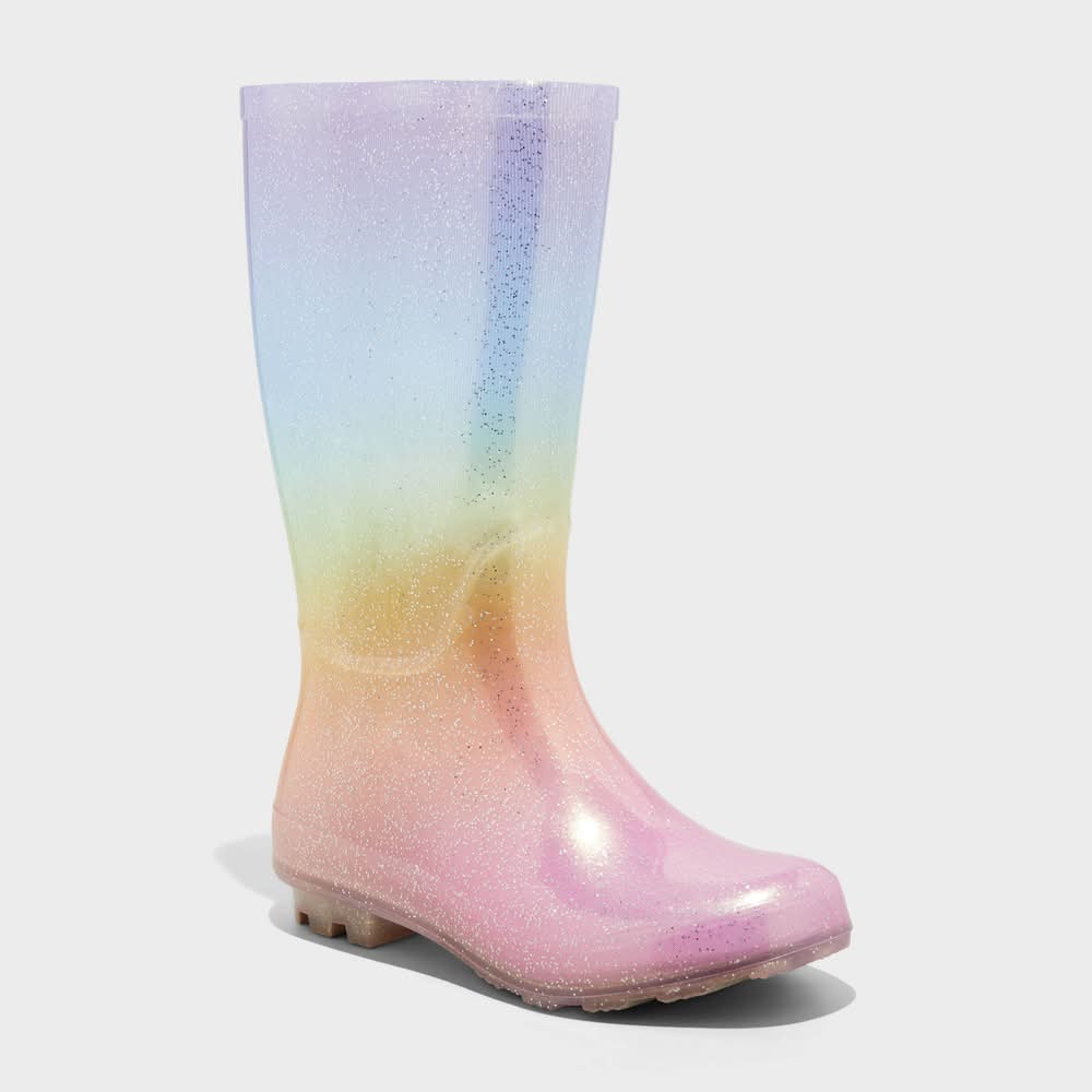 Cat & Jack Kids' Cece Glitter Rain Boots, 13