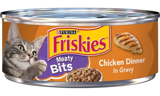 Friskies Wet Cat Food, Meaty Bits, Chicken Dinner In Gravy 5.5oz Can