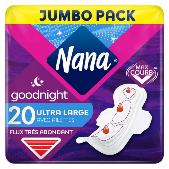 Nana - Serviettes hygiéniques ultra goodnight jumbo pack (20 pièces)