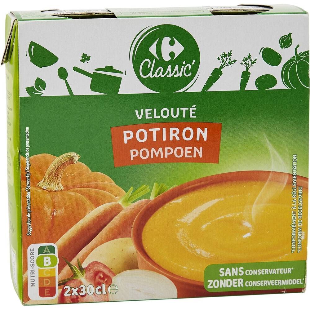 Soupe velouté potiron CARREFOUR CLASSIC' - les 2 briques de 30cL