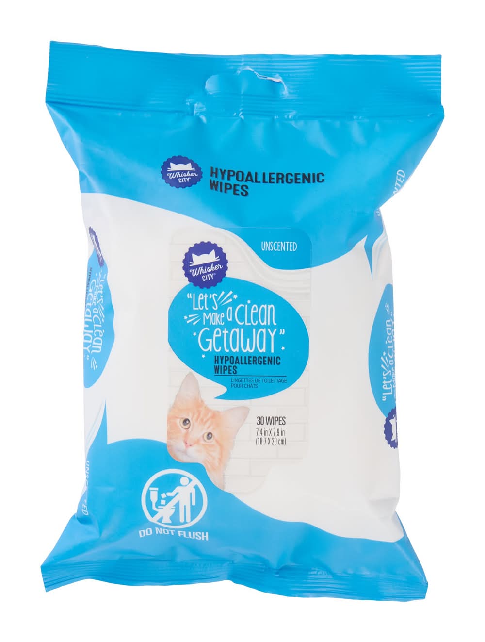 Whisker City® Hypoallergenic Grooming Travel Cat Wipes - Unscented 30 Count (Size: 30 Count)