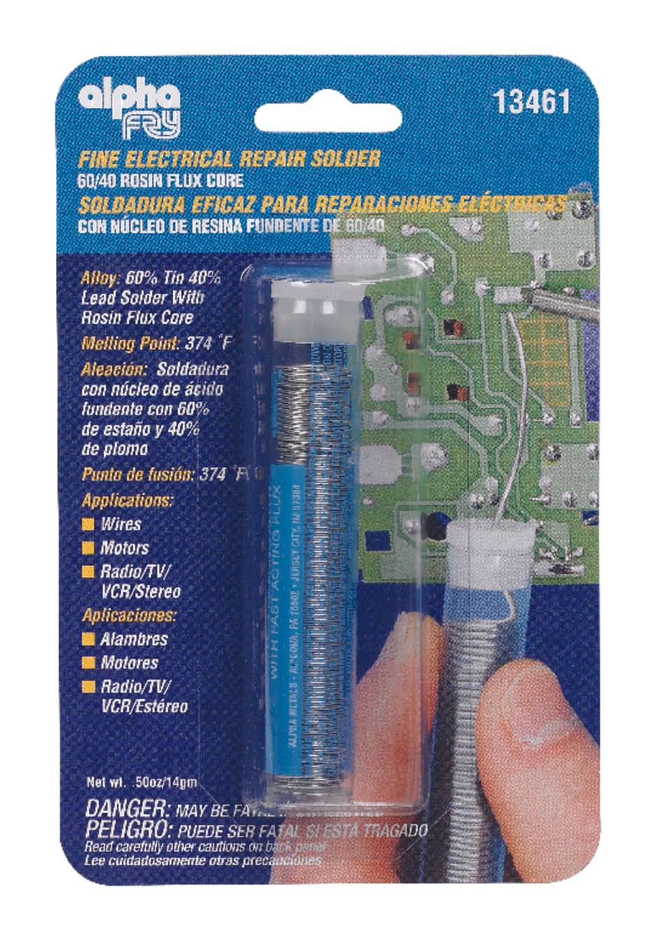 Alpha Fry 0.5 Oz Repair Solder 0.03 In. D Tin/Lead 60/40 1 Pc