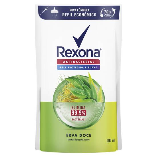 Rexona refil de sabonete líquido antibacterial erva doce (200ml)