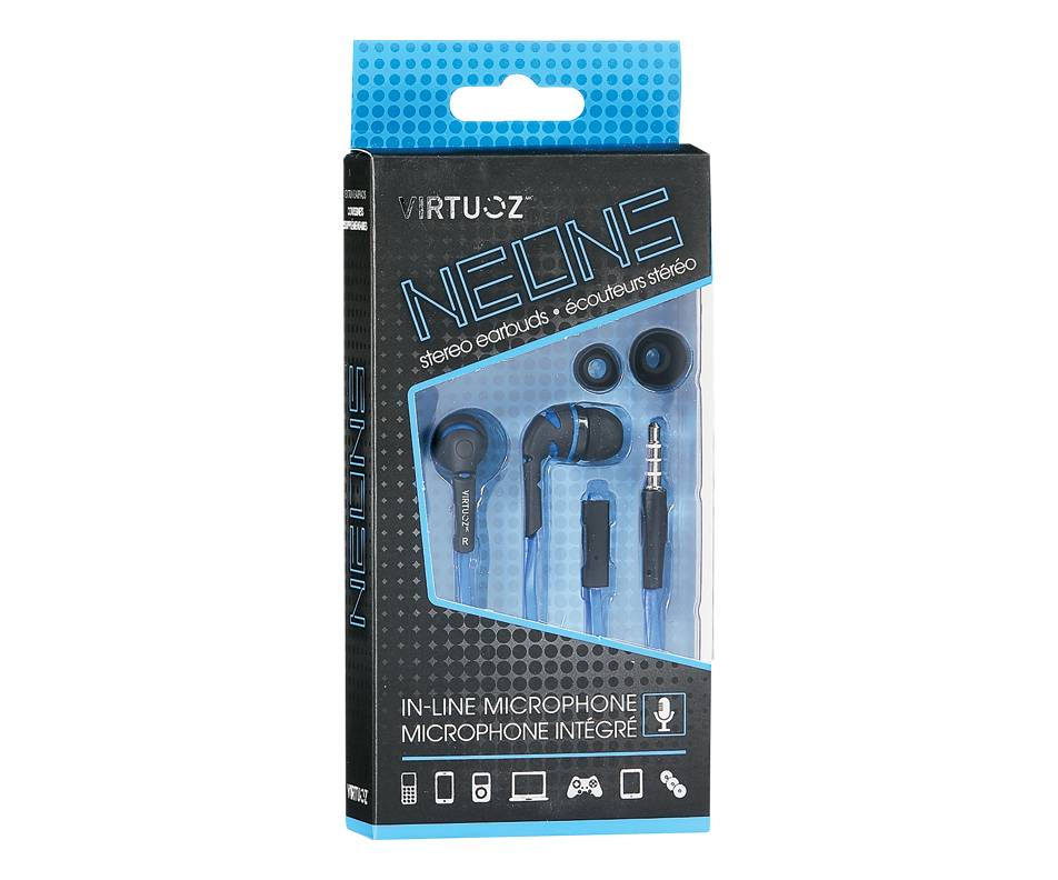 Virtuoz écouteurs stéréo (1 unité, bleu) - stereo earbuds (1 unit, blue)
