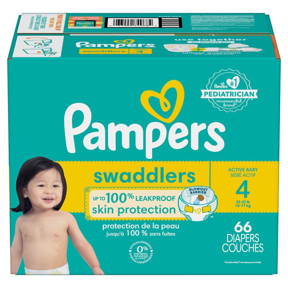 Pampers Swaddlers Diapers, Size 4, 66 Ct