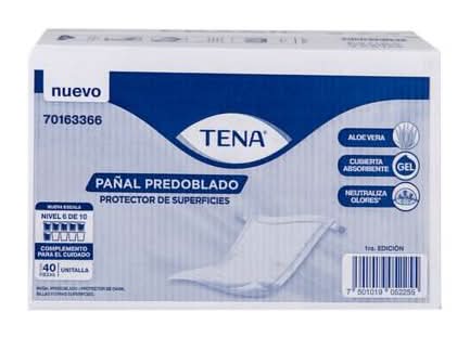 Tena · Pañal predoblado protector de superficie, Unitalla (40 un)