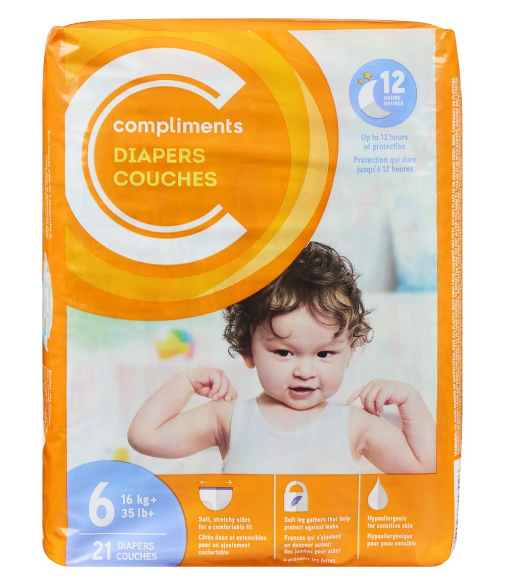 Compliments Little Ones Diapers Couches, Size 6 (21 ct)