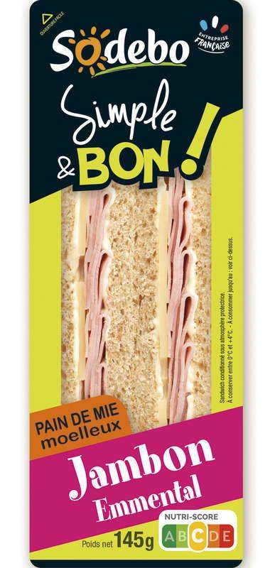 Sandwich Pain Complet Jambon Emmental 145g SODEBO
