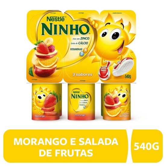 Nestlé iogurte integral ninho sabor morango e salada de frutas (540 g)