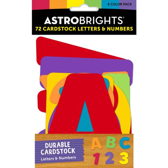 Astrobrights® Numbers And Letters, Pre-K to Grade 5, Multicolor, Pack Of 72
