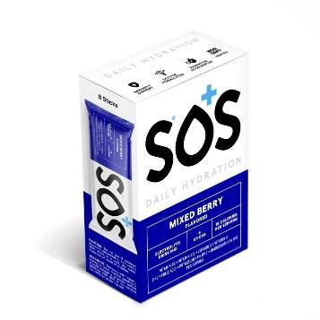 SOS Elyctrolyte & Mineral Berry Drink Mix Packets, 8 ct