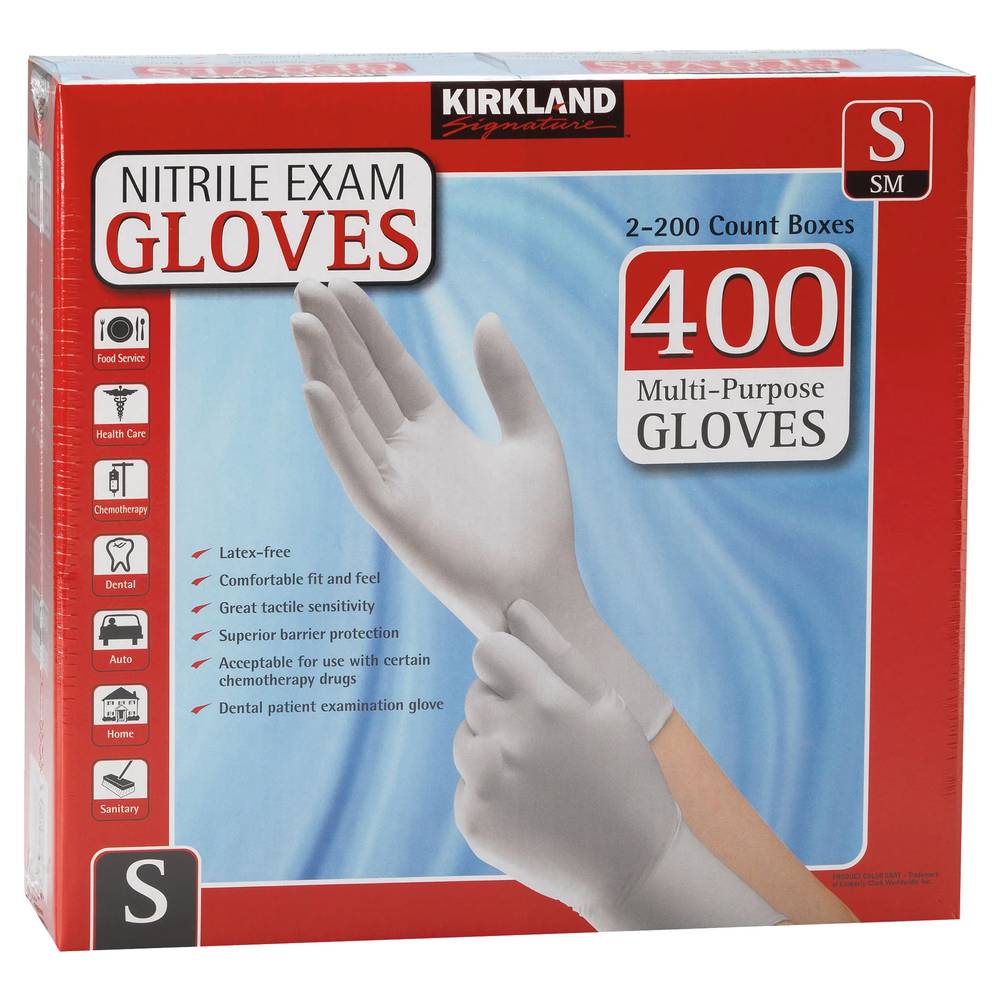 Kirkland Signature Nitrile Exam Gloves, S (2 x 400 ct)