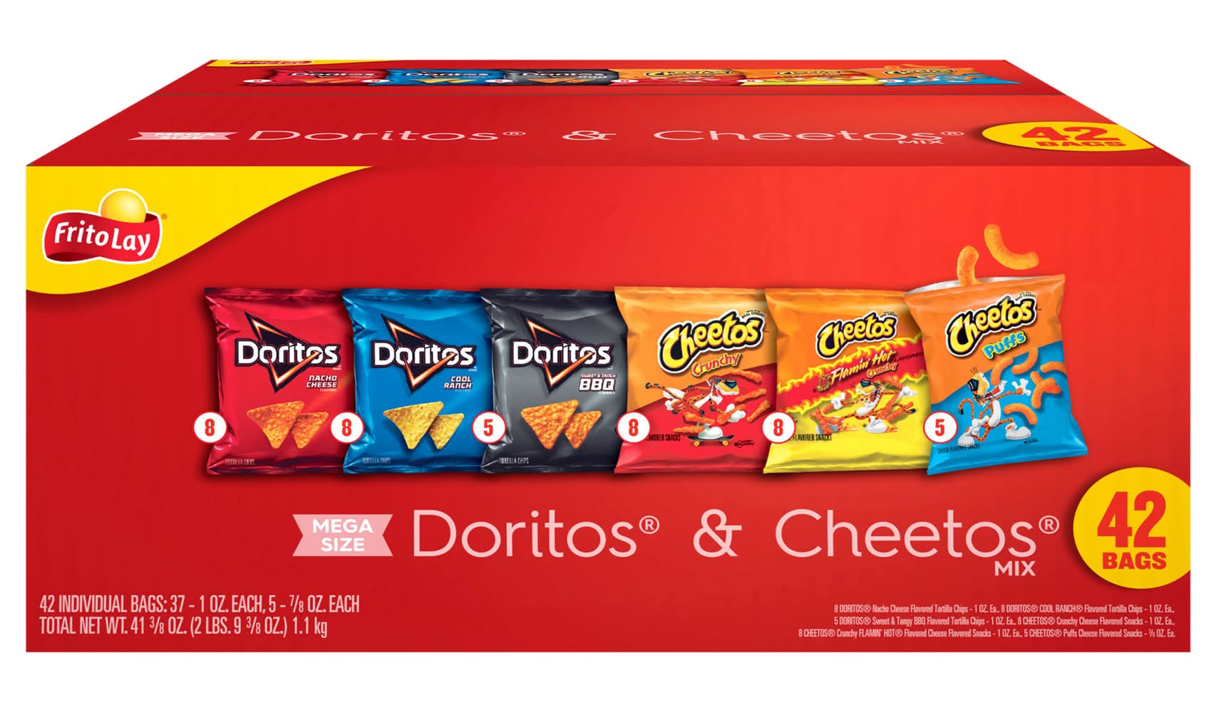 Frito-Lay Doritos & Cheetos Mix Variety pack (41.37 oz, 42 ct)