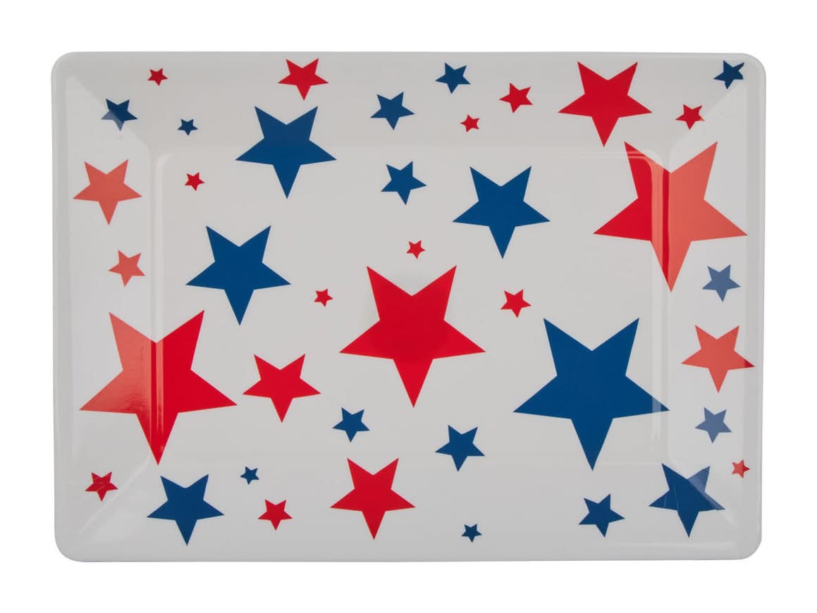 Patriotic Star Printed Rectangular Decorative Tray