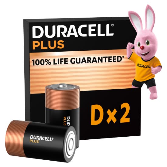 Duracell D, Plus Alkaline Batteries (2 pack)