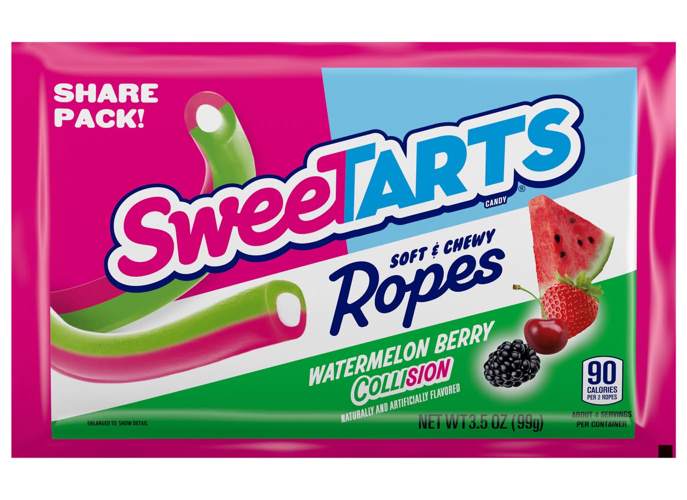 SweeTARTS Soft & Chewy Ropes Collision Candy, Watermelon-Berry (3.5 oz)