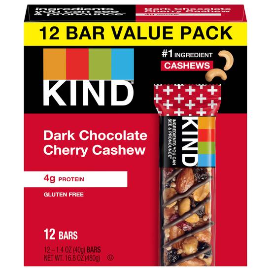 Kind Dark Chocolate Cherry Cashew Bars (12 x 1.4 oz)