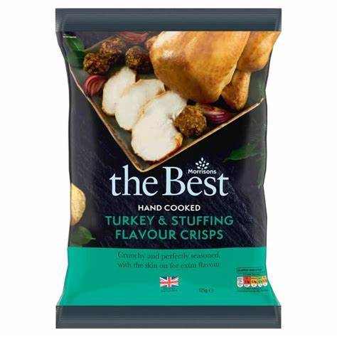 Morrisons Turkey-Stuffing, The Best Hand Cooked Skin on Potato Crisps (125g)