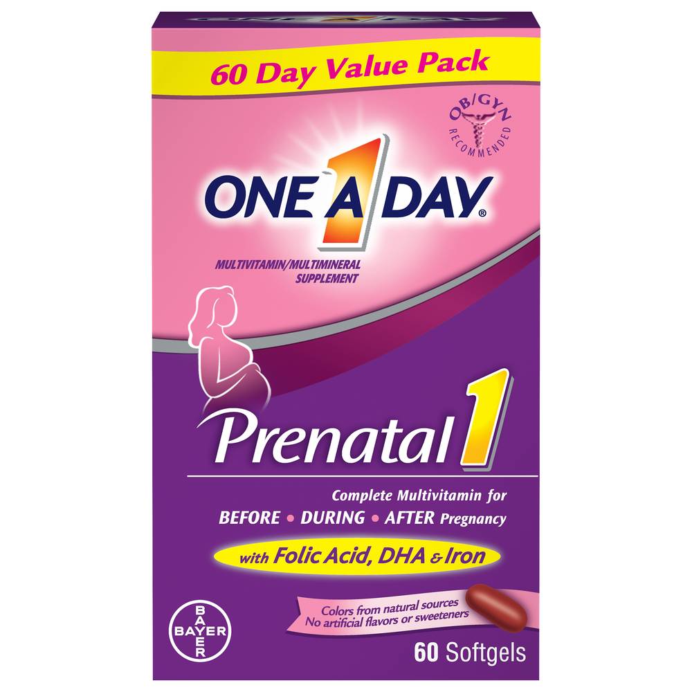 One a Day Women's Prenatal 1 Multivitamin With Dha & Folic Acid Softgels (60 ct)