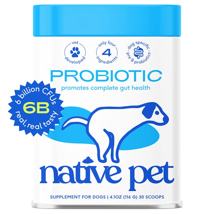 Native Pet Vet-Formulated Probiotic & Prebiotic Digestive Aid Powder Supplement For Dogs (4.1 oz)