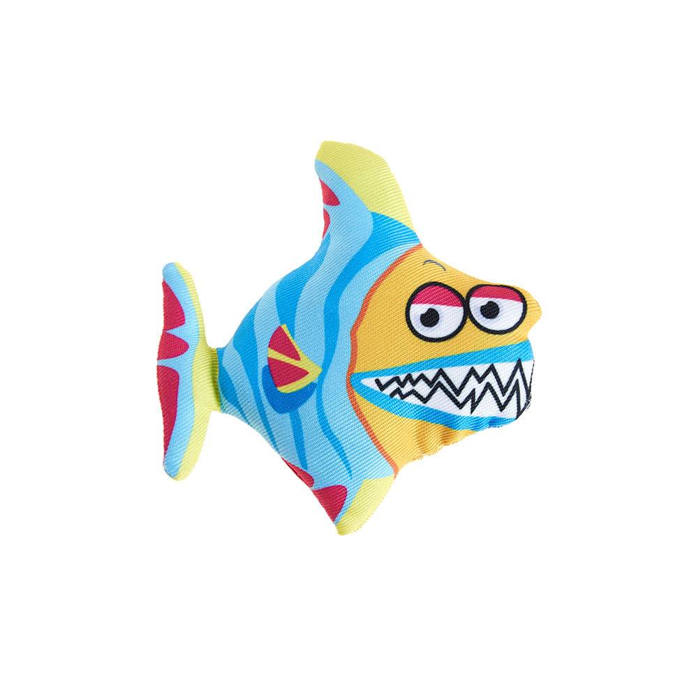 Brinquedo tubarão azul com catnip