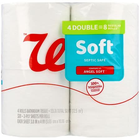 Walgreens Soft Septic Safe Bathroom Tissue Rolls, 3.8in x 4in (4 ct)