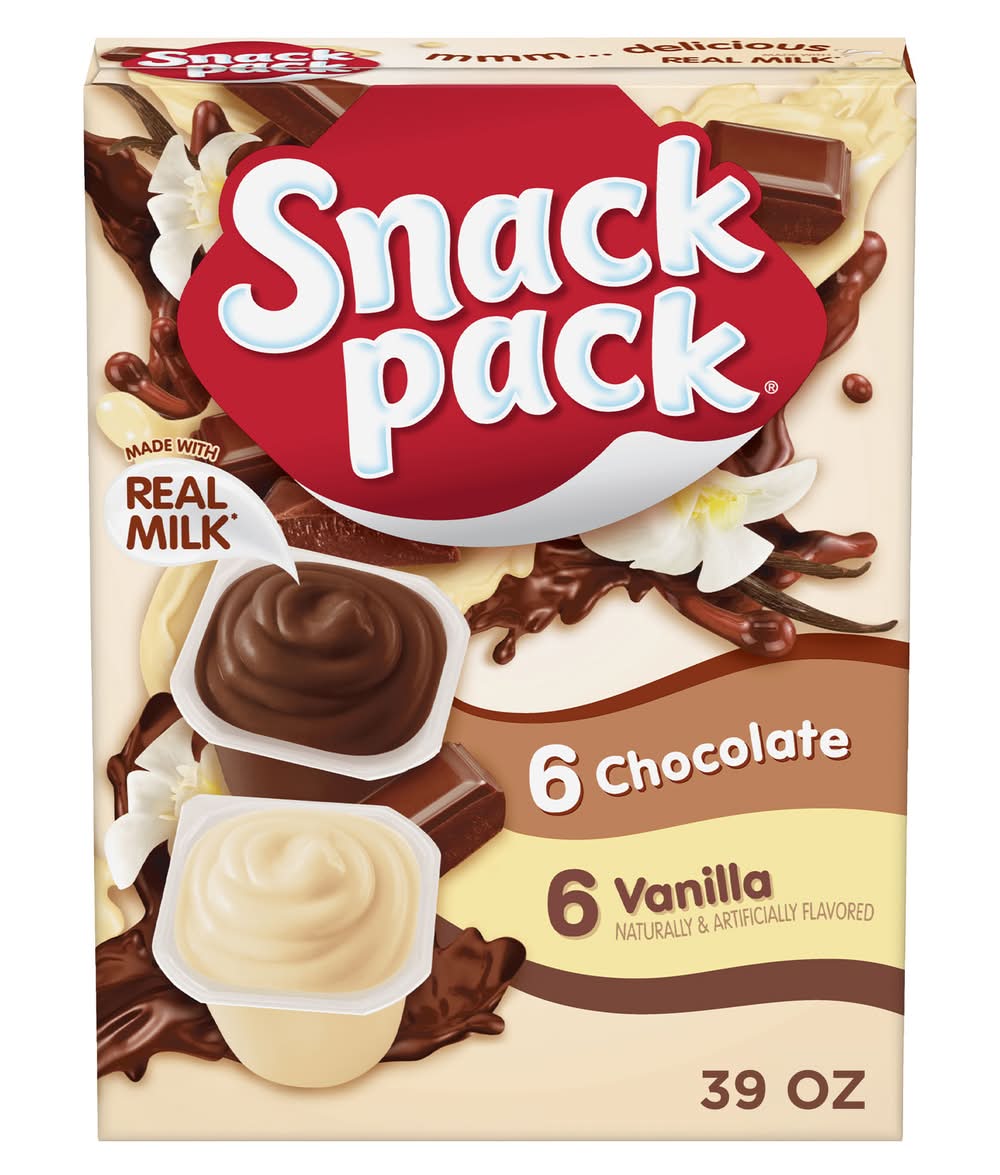 Snack Pack Flavored Pudding Cups, Chocolate-Vanilla (12 x 3.25 oz)
