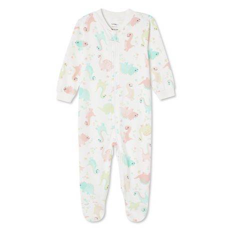 George Baby Girls'' Printed Sleeper (Color: White, Size: 3-6 Months)