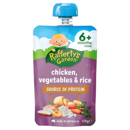 Rafferty's Garden Chicken Vegetables & Rice Baby Food Protein Pouch 6+ Months 120g