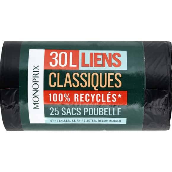 Monoprix Sacs Poubelle 30L Liens Classiques Les 25 Sacs