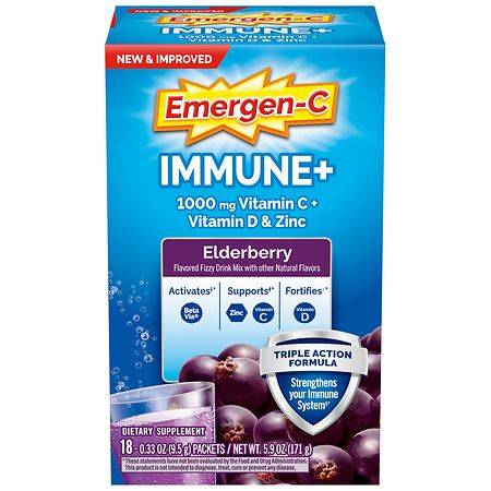 Emergen-C Immune+ Triple Action Powder Elderberry - 18.0 ea