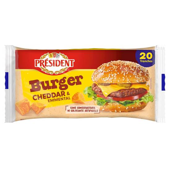 President - Fromage fondu burger emmental cheddar (20 pièces)