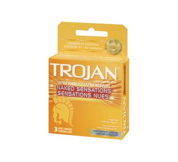 Trojan Naked Sensations Ultra Ribbed Lubricated Latex Condoms (3 ct)