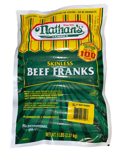 Nathan's Famous Skinless Beef Franks (5 lbs)
