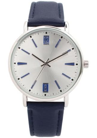 George Men'S Analog Watch With Silver Dial And Blue Accents