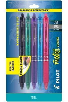 Pilot Frixion Clicker Erasable Gel Pens, Assorted (5 ct)