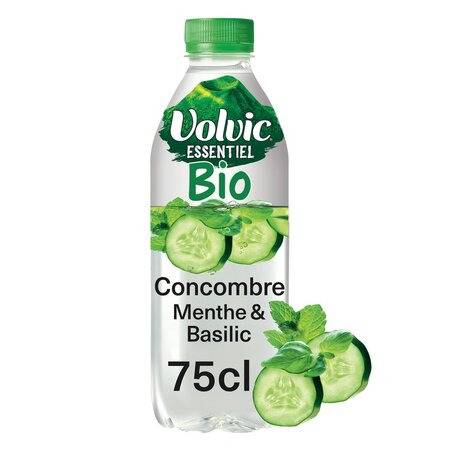 Bio - Eau aromatisée concombre menthe basilic bio VOLVIC ESSENTIEL - la bouteille de 75cL
