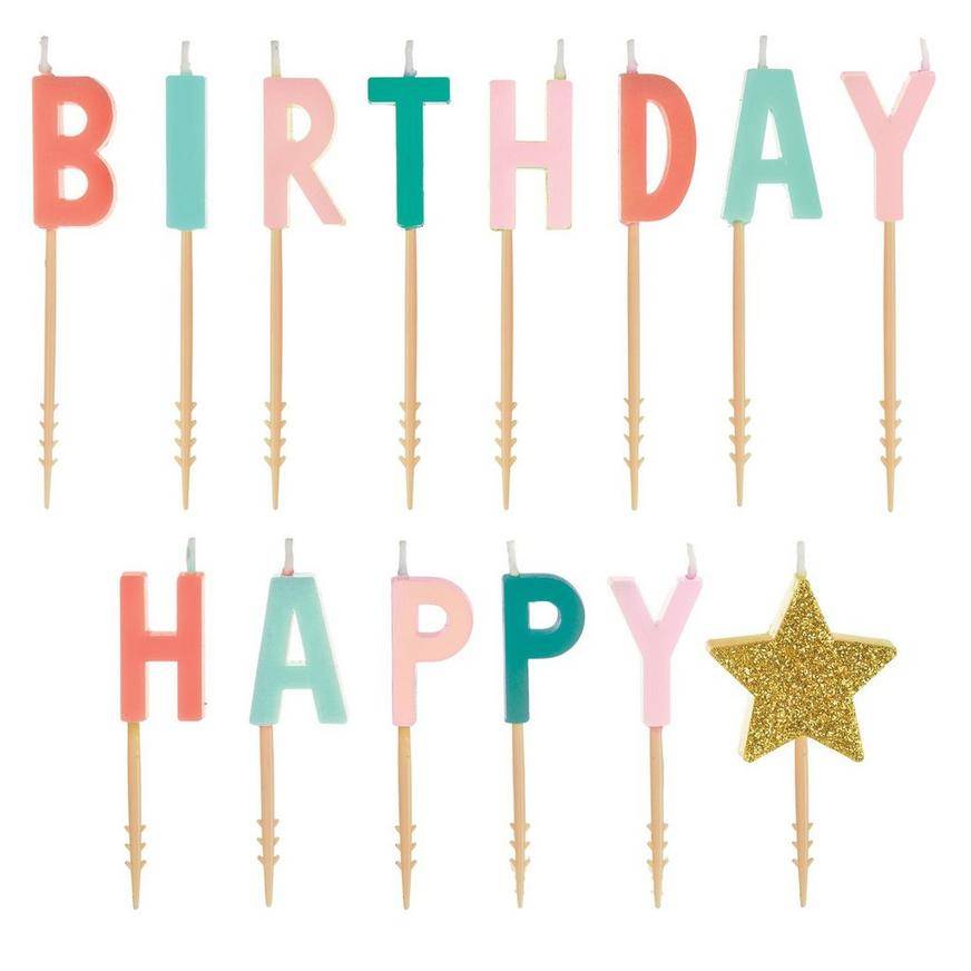 Party City Glitter Happy Cake Day Birthday Toothpick Candle Set