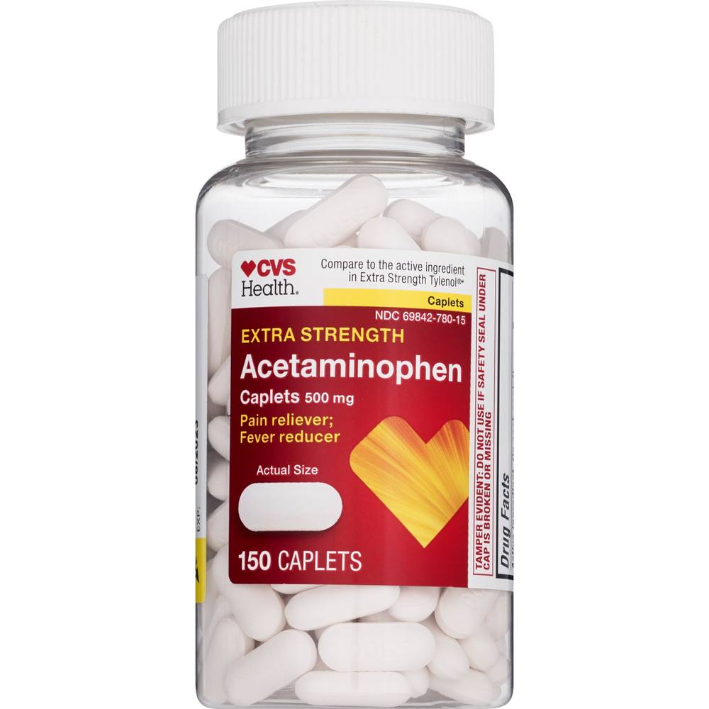 Cvs Health Extra Strength Acetaminophen Pain Reliever & Fever Reducer 500 Mg Caplets, 150 Ct