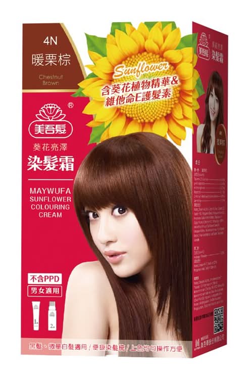 美吾髮 葵花亮澤染髮霜 - 中性, 4N號 暖栗棕 (100 g)