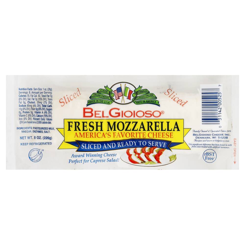 Belgioioso Sliced Fresh Mozzarella Cheese