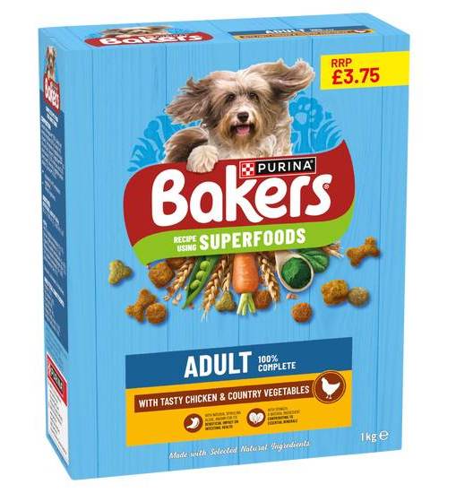 Bakers Adult With Tasty Chicken & Country Vegetables Dry Dog Food (1kg)