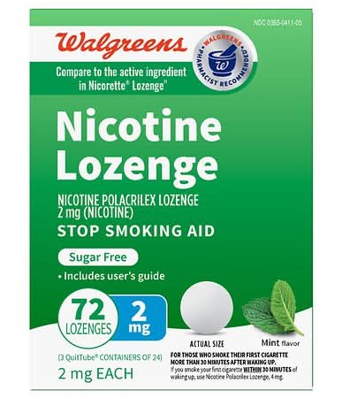 Walgreens Stop Smoking Aid Mint Nicotine Polacrilex Lozenge 2 mg